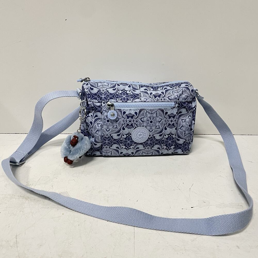 Kipling Sabian Crossbody Bag Floral Print Enchanted Blossoms Gorilla Keychain